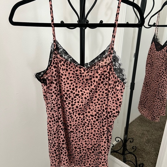 Now N Forever NWOT Pink and Black Lace Trim Slip Dress - Picture 4 of 7